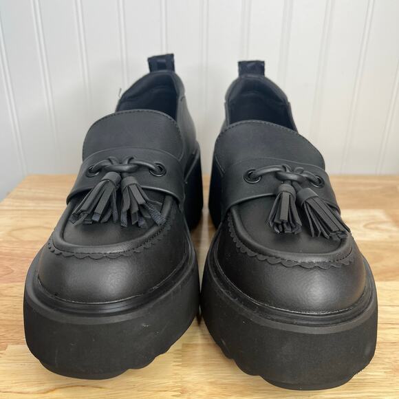 Rocket Dog Harper Platform Black Chunky Loafer Grunge Y2K Edgy Faux Leather - Picture 6 of 16
